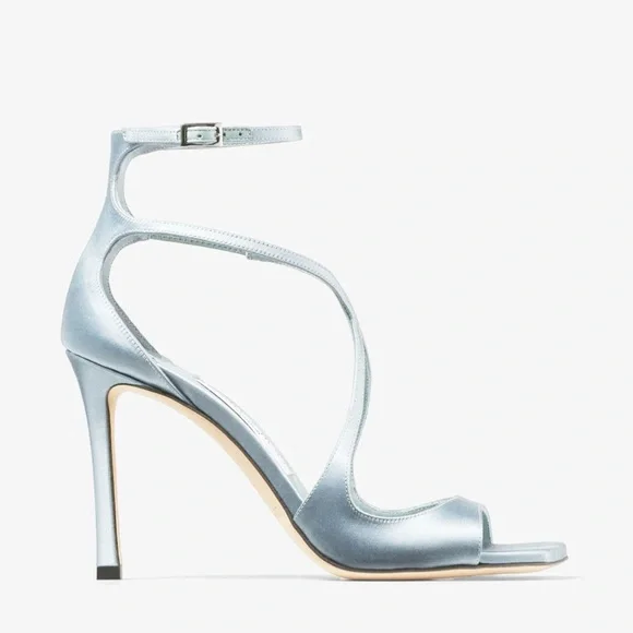 New JIMMY CHOO Azia 95 Heeled Sandals - Ice Blue $1,150 40 - Picture 3 of 13